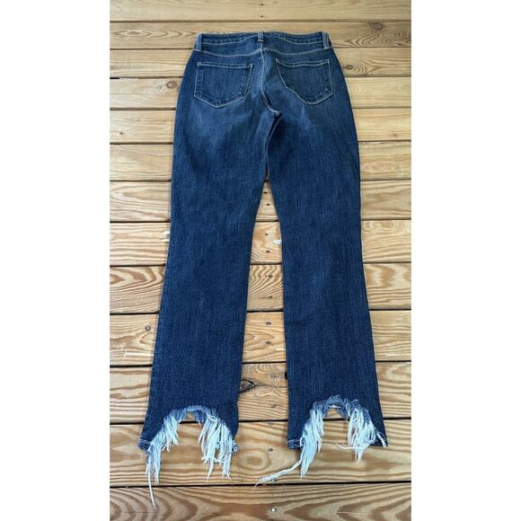 NWT L’Agence High Rise Distressed Jeans Size 25 Women’s Blue High Line - Picture 2 of 9